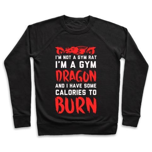 Virgin Teez  Pullover Crewneck Sweatshirt / x-small / Black I'M NOT A GYM RAT I AM A GYM DRAGON CREWNECK SWEATSHIRT