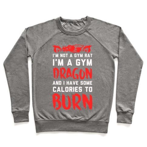 Virgin Teez  Pullover Crewneck Sweatshirt / x-small / Heathered Gray I'M NOT A GYM RAT I AM A GYM DRAGON CREWNECK SWEATSHIRT