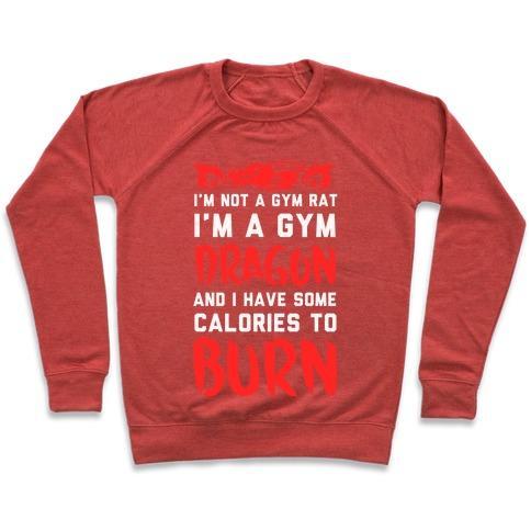 Virgin Teez  Pullover Crewneck Sweatshirt / x-small / Heathered Red I'M NOT A GYM RAT I AM A GYM DRAGON CREWNECK SWEATSHIRT