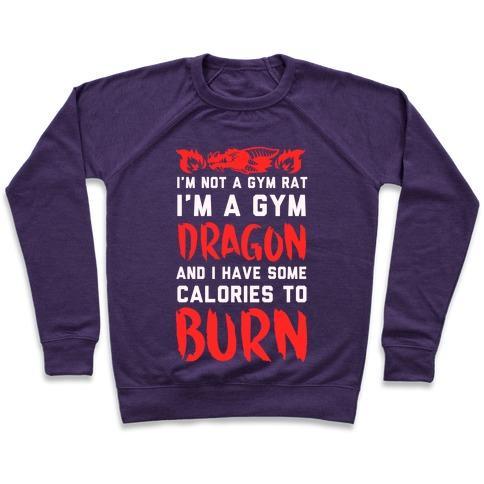 Virgin Teez  Pullover Crewneck Sweatshirt / x-small / Purple I'M NOT A GYM RAT I AM A GYM DRAGON CREWNECK SWEATSHIRT