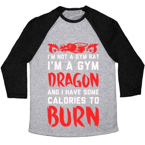 Virgin Teez  Baseball Tee Unisex Tri-Blend Baseball Tee / small / Athletic Gray / Black I'M NOT A GYM RAT I AM A GYM DRAGON UNISEX TRI-BLEND BASEBALL TEE