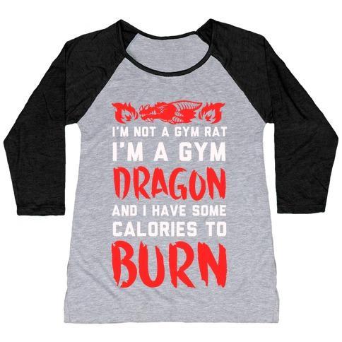Virgin Teez  Baseball Tee Women's Tri-Blend Baseball Tee / small / Athletic Gray / Black I'M NOT A GYM RAT I AM A GYM DRAGON WOMEN'S TRI-BLEND BASEBALL TEE