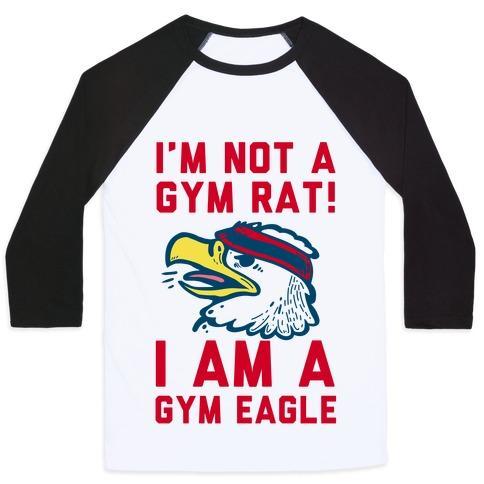 Virgin Teez  Baseball Tee Unisex Classic Baseball Tee / x-small / White/Black I'M NOT A GYM RAT! I AM A GYM EAGLE UNISEX CLASSIC BASEBALL TEE