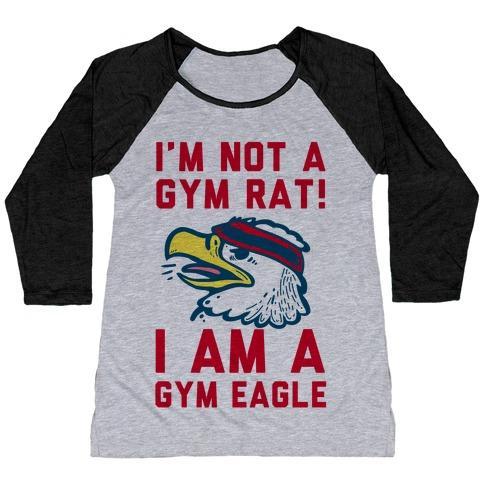 Virgin Teez  Baseball Tee Women's Tri-Blend Baseball Tee / small / Athletic Gray / Black I'M NOT A GYM RAT! I AM A GYM EAGLE WOMEN'S TRI-BLEND BASEBALL TEE