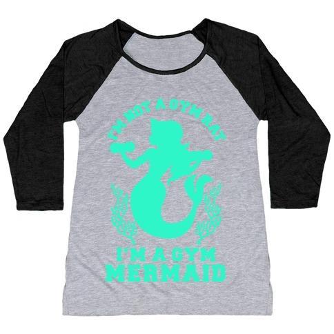 Virgin Teez  Baseball Tee Women's Tri-Blend Baseball Tee / small / Athletic Gray / Black I'M NOT A GYM RAT I'M A GYM MERMAID WOMEN'S TRI-BLEND BASEBALL TEE