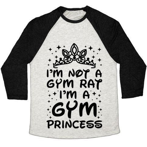 Virgin Teez  Baseball Tee Unisex Tri-Blend Baseball Tee / small / Oatmeal / Black I'M NOT A GYM RAT I'M A GYM PRINCESS UNISEX TRI-BLEND BASEBALL TEE