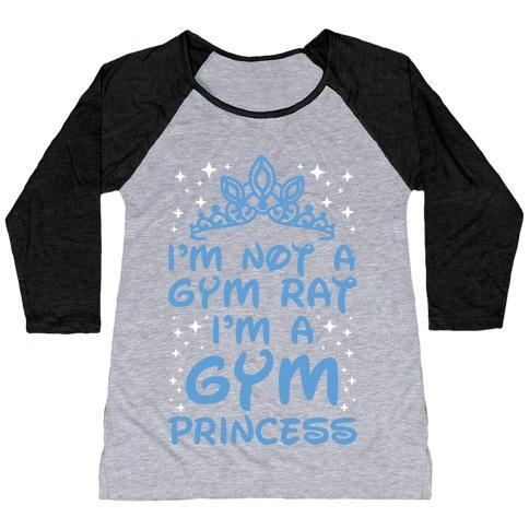 Virgin Teez  Baseball Tee Women's Tri-Blend Baseball Tee / small / Athletic Gray / Black I'M NOT A GYM RAT I'M A GYM PRINCESS WOMEN'S TRI-BLEND BASEBALL TEE