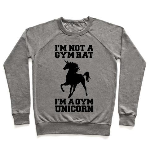 Virgin Teez  Pullover Crewneck Sweatshirt / x-small / Heathered Gray I'M NOT A GYM RAT I'M A GYM UNICORN CREWNECK SWEATSHIRT