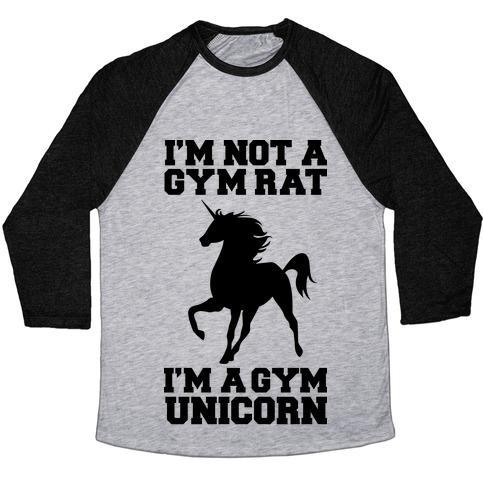 Virgin Teez  Baseball Tee Unisex Tri-Blend Baseball Tee / small / Athletic Gray / Black I'M NOT A GYM RAT I'M A GYM UNICORN UNISEX TRI-BLEND BASEBALL TEE