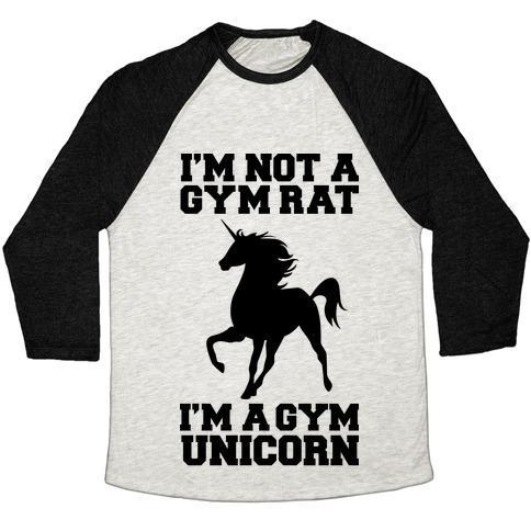 Virgin Teez  Baseball Tee Unisex Tri-Blend Baseball Tee / small / Oatmeal / Black I'M NOT A GYM RAT I'M A GYM UNICORN UNISEX TRI-BLEND BASEBALL TEE
