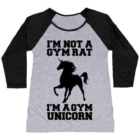 Virgin Teez  Baseball Tee Women's Tri-Blend Baseball Tee / small / Athletic Gray / Black I'M NOT A GYM RAT I'M A GYM UNICORN WOMEN'S TRI-BLEND BASEBALL TEE