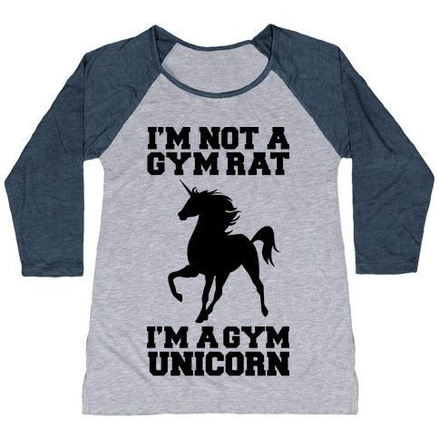 Virgin Teez  Baseball Tee Women's Tri-Blend Baseball Tee / small / Athletic Gray / Navy I'M NOT A GYM RAT I'M A GYM UNICORN WOMEN'S TRI-BLEND BASEBALL TEE
