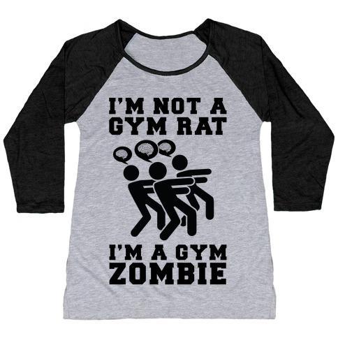 Virgin Teez  Baseball Tee Women's Tri-Blend Baseball Tee / small / Athletic Gray / Black I'M NOT A GYM RAT I'M A GYM ZOMBIE WOMEN'S TRI-BLEND BASEBALL TEE