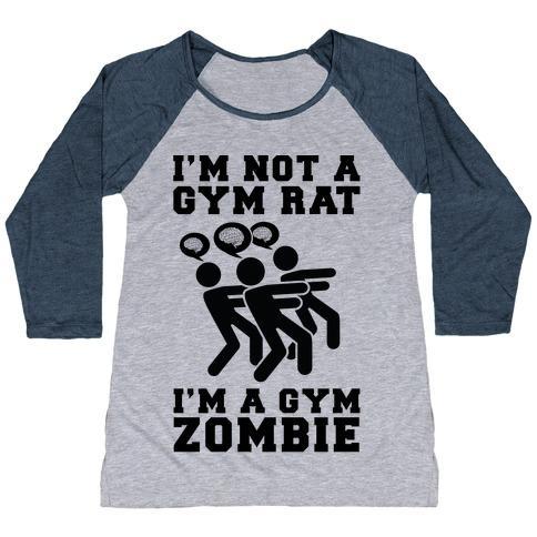 Virgin Teez  Baseball Tee Women's Tri-Blend Baseball Tee / small / Athletic Gray / Navy I'M NOT A GYM RAT I'M A GYM ZOMBIE WOMEN'S TRI-BLEND BASEBALL TEE