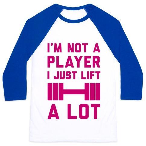 Virgin Teez  Baseball Tee Unisex Classic Baseball Tee / x-small / White/Blue I'M NOT A PLAYER UNISEX CLASSIC BASEBALL TEE