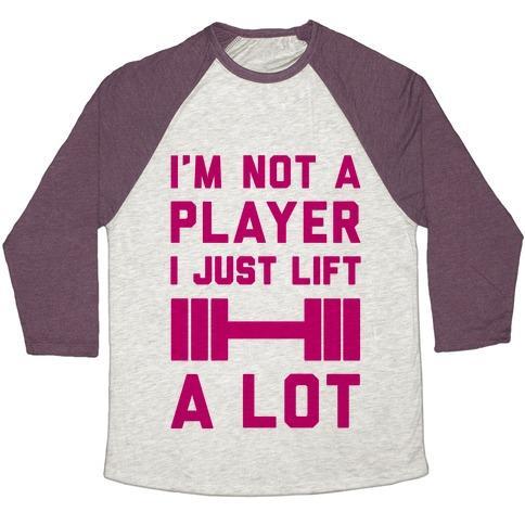 Virgin Teez  Baseball Tee Unisex Tri-Blend Baseball Tee / small / Oatmeal / Maroon I'M NOT A PLAYER UNISEX TRI-BLEND BASEBALL TEE