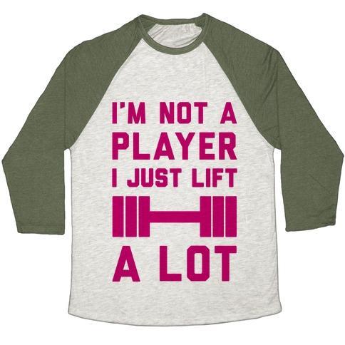 Virgin Teez  Baseball Tee Unisex Tri-Blend Baseball Tee / small / Oatmeal / Moss I'M NOT A PLAYER UNISEX TRI-BLEND BASEBALL TEE