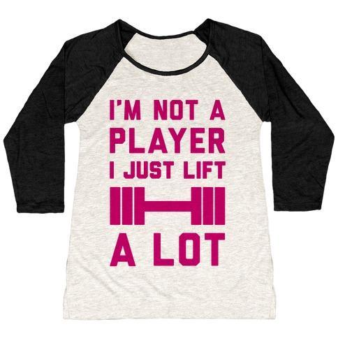 Virgin Teez  Baseball Tee Women's Tri-Blend Baseball Tee / small / Oatmeal / Black I'M NOT A PLAYER WOMEN'S TRI-BLEND BASEBALL TEE