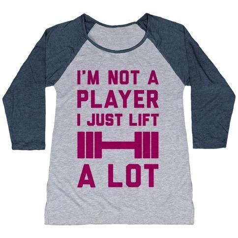 Virgin Teez  Baseball Tee Women's Tri-Blend Baseball Tee / small / Athletic Gray / Navy I'M NOT A PLAYER WOMEN'S TRI-BLEND BASEBALL TEE