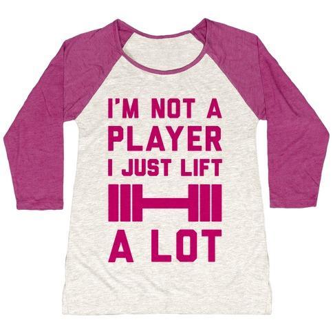 Virgin Teez  Baseball Tee Women's Tri-Blend Baseball Tee / small / Oatmeal / Berry I'M NOT A PLAYER WOMEN'S TRI-BLEND BASEBALL TEE