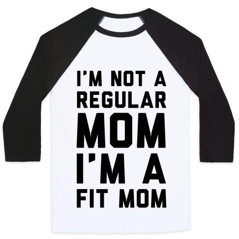Virgin Teez  Baseball Tee Unisex Classic Baseball Tee / x-small / White/Black I'M NOT A REGULAR MOM I'M A FIT MOM UNISEX CLASSIC BASEBALL TEE