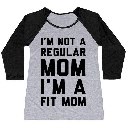 Virgin Teez  Baseball Tee Women's Tri-Blend Baseball Tee / small / Athletic Gray / Black I'M NOT A REGULAR MOM I'M A FIT MOM WOMEN'S TRI-BLEND BASEBALL TEE