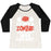 Virgin Teez  Baseball Tee Women's Tri-Blend Baseball Tee / small / Oatmeal / Black I'M NOT A ZOMBIE, YESTERDAY WAS LEG DAY WOMEN'S TRI-BLEND BASEBALL TEE
