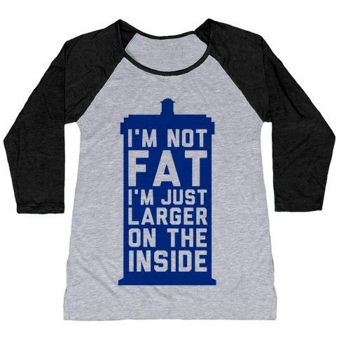 Virgin Teez  Baseball Tee Women's Tri-Blend Baseball Tee / small / Athletic Gray / Black I'M NOT FAT I'M JUST LARGER ON THE INSIDE WOMEN'S TRI-BLEND BASEBALL TEE