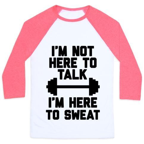 Virgin Teez  Baseball Tee Unisex Classic Baseball Tee / x-small / White/Neon Pink I'M NOT HERE TO TALK I'M HERE TO SWEAT UNISEX CLASSIC BASEBALL TEE
