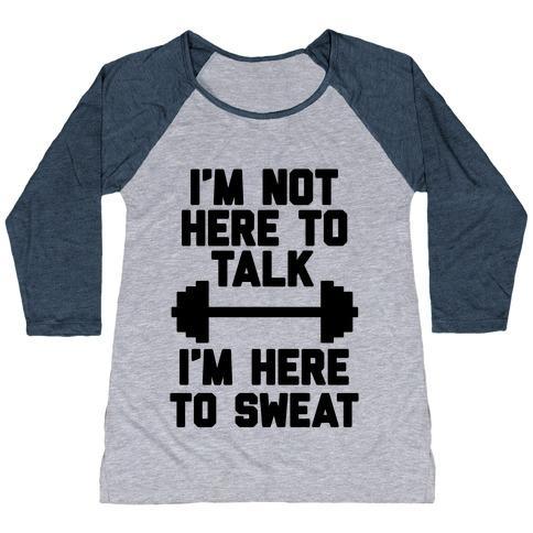 Virgin Teez  Baseball Tee Women's Tri-Blend Baseball Tee / small / Athletic Gray / Navy I'M NOT HERE TO TALK I'M HERE TO SWEAT WOMEN'S TRI-BLEND BASEBALL TEE
