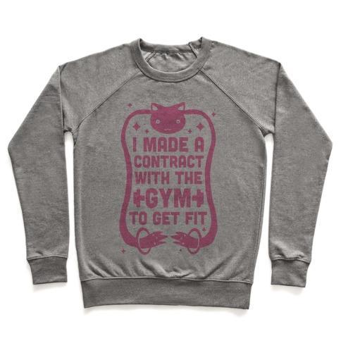 Virgin Teez  Pullover Crewneck Sweatshirt / x-small / Heathered Gray I MADE A CONTRACT WITH THE GYM TO GET FIT CREWNECK SWEATSHIRT
