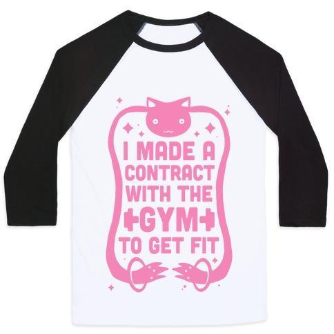 Virgin Teez  Baseball Tee Unisex Classic Baseball Tee / x-small / White/Black I MADE A CONTRACT WITH THE GYM TO GET FIT UNISEX CLASSIC BASEBALL TEE