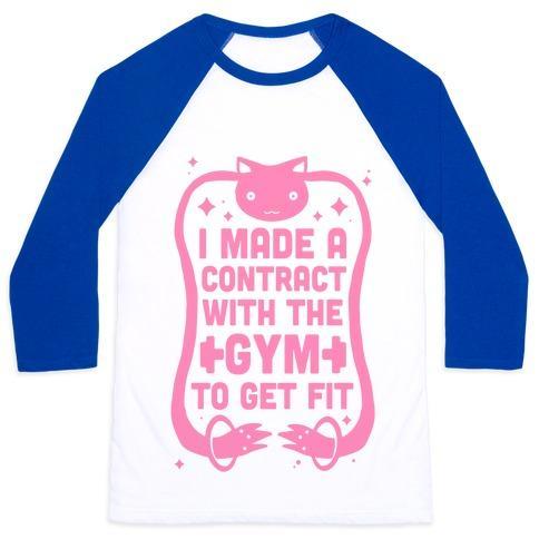 Virgin Teez  Baseball Tee Unisex Classic Baseball Tee / x-small / White/Blue I MADE A CONTRACT WITH THE GYM TO GET FIT UNISEX CLASSIC BASEBALL TEE