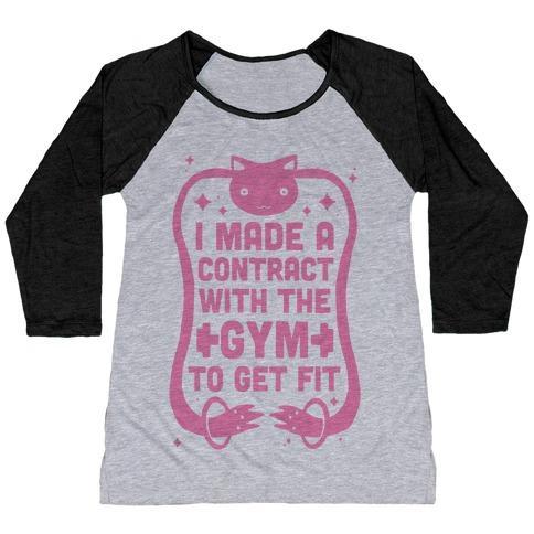 Virgin Teez  Baseball Tee Women's Tri-Blend Baseball Tee / small / Athletic Gray / Black I MADE A CONTRACT WITH THE GYM TO GET FIT WOMEN'S TRI-BLEND BASEBALL TEE