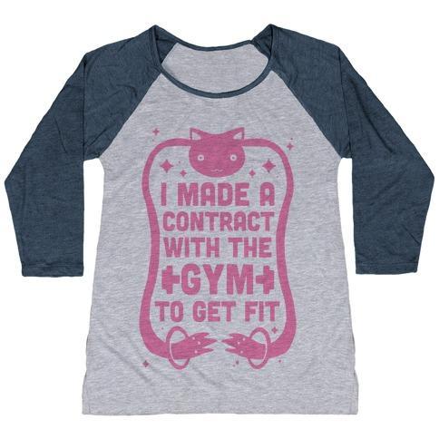 Virgin Teez  Baseball Tee Women's Tri-Blend Baseball Tee / small / Athletic Gray / Navy I MADE A CONTRACT WITH THE GYM TO GET FIT WOMEN'S TRI-BLEND BASEBALL TEE