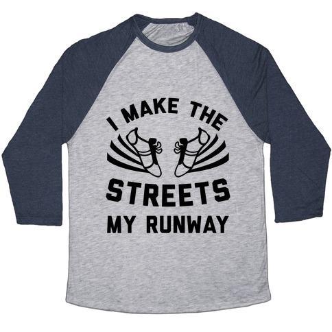 Virgin Teez  Baseball Tee Unisex Tri-Blend Baseball Tee / small / Athletic Gray / Navy I MAKE THE STREETS MY RUNWAY UNISEX TRI-BLEND BASEBALL TEE