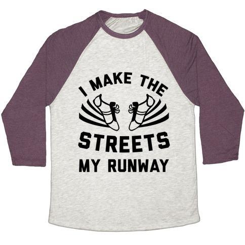 Virgin Teez  Baseball Tee Unisex Tri-Blend Baseball Tee / small / Oatmeal / Maroon I MAKE THE STREETS MY RUNWAY UNISEX TRI-BLEND BASEBALL TEE