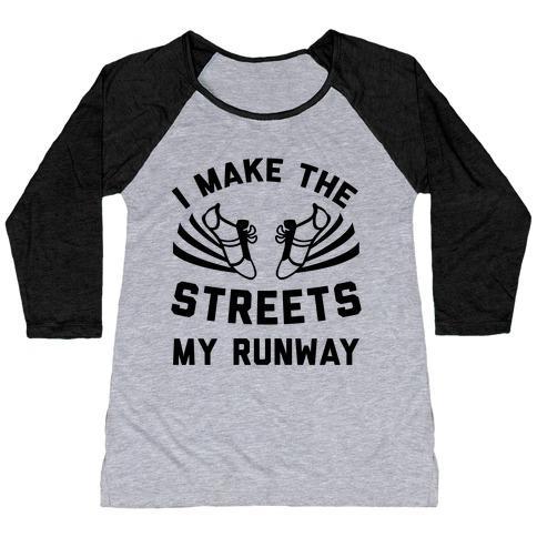 Virgin Teez  Baseball Tee Women's Tri-Blend Baseball Tee / small / Athletic Gray / Black I MAKE THE STREETS MY RUNWAY WOMEN'S TRI-BLEND BASEBALL TEE