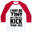 Virgin Teez  Baseball Tee Unisex Classic Baseball Tee / x-small / White/Red I MAY BE TINY BUT I CAN STILL KICK YOUR ASS UNISEX CLASSIC BASEBALL TEE
