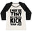 Virgin Teez  Baseball Tee Women's Tri-Blend Baseball Tee / small / Oatmeal / Black I MAY BE TINY BUT I CAN STILL KICK YOUR ASS WOMEN'S TRI-BLEND BASEBALL TEE