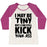 Virgin Teez  Baseball Tee Women's Tri-Blend Baseball Tee / small / Oatmeal / Berry I MAY BE TINY BUT I CAN STILL KICK YOUR ASS WOMEN'S TRI-BLEND BASEBALL TEE