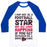 Virgin Teez  Baseball Tee Unisex Classic Baseball Tee / x-small / White/Blue I MAY NOT BE A FOOTBALL STAR (BUT DON'T GET BETWEEN ME AND CAKE) UNISEX CLASSIC BASEBALL TEE