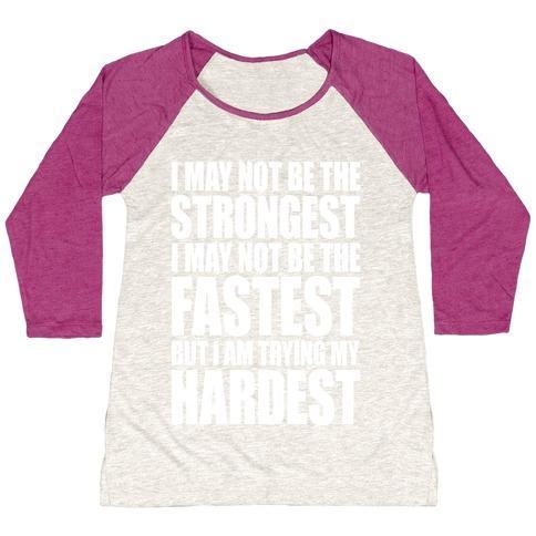 Virgin Teez  Baseball Tee Women's Tri-Blend Baseball Tee / small / Oatmeal / Berry I MAY NOT BE THE STRONGEST WOMEN'S TRI-BLEND BASEBALL TEE