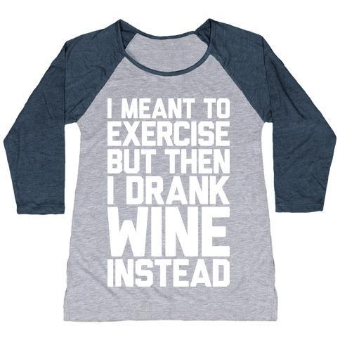 Virgin Teez  Baseball Tee Women's Tri-Blend Baseball Tee / small / Athletic Gray / Navy I MEANT TO EXERCISE WOMEN'S TRI-BLEND BASEBALL TEE