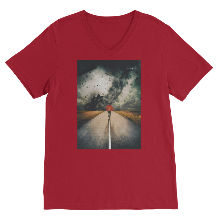 VIRGIN TEEZ Men T-Shirts Red / Unisex / S I Walk Alone Premium V-Neck T-Shirt