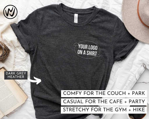Custom Logo on a Shirt FRONT and BACK, Team Logo Here T-Shirt, Personalized Tshirt, Text on a Graphic Tee, Your Business Logo or Brand Logo