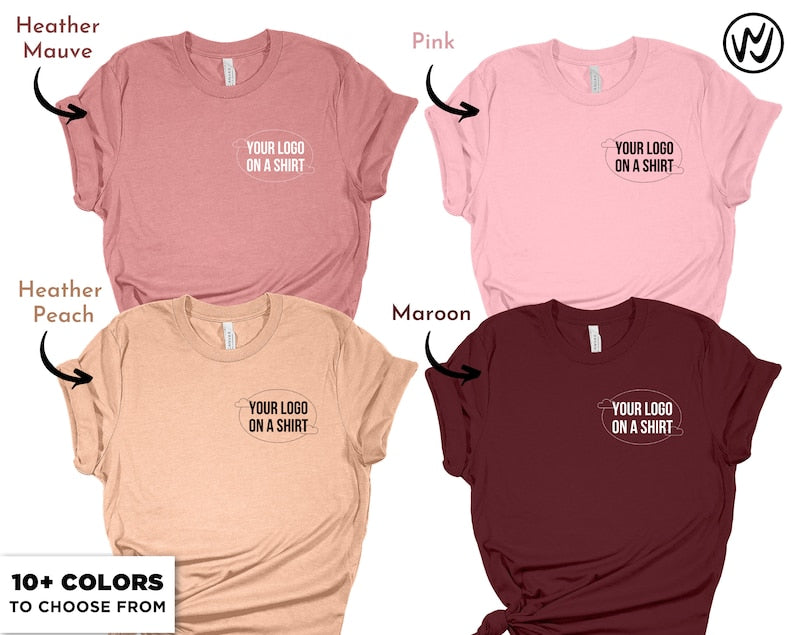 Custom Logo on a Shirt FRONT and BACK, Team Logo Here T-Shirt, Personalized Tshirt, Text on a Graphic Tee, Your Business Logo or Brand Logo