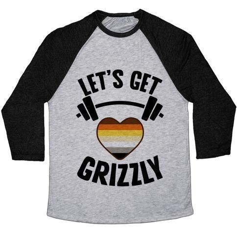 Virgin Teez  Baseball Tee Unisex Tri-Blend Baseball Tee / small / Athletic Gray / Black LET'S GET GRIZZLY UNISEX TRI-BLEND BASEBALL TEE