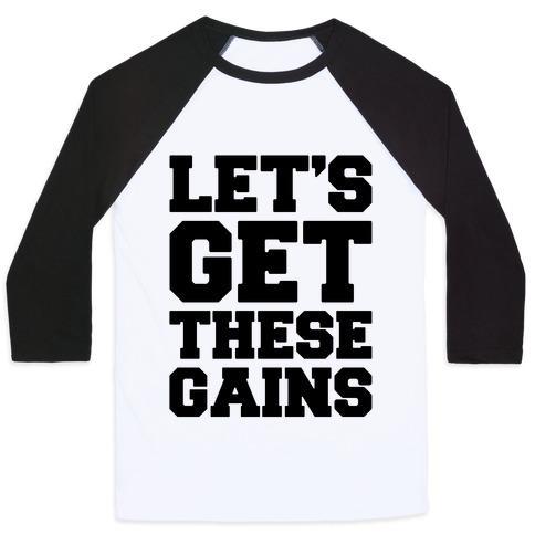 Virgin Teez  Baseball Tee Unisex Classic Baseball Tee / x-small / White/Black LET'S GET THESE GAINS UNISEX CLASSIC BASEBALL TEE