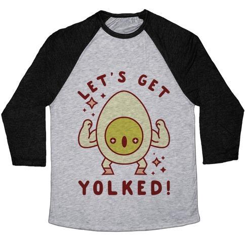Virgin Teez  Baseball Tee Unisex Tri-Blend Baseball Tee / small / Athletic Gray / Black LET'S GET YOLKED UNISEX TRI-BLEND BASEBALL TEE